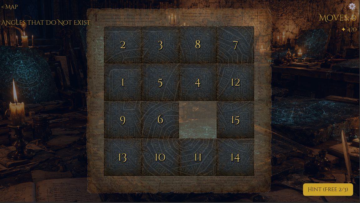 4x4 puzzle gameplay with spiral symbol